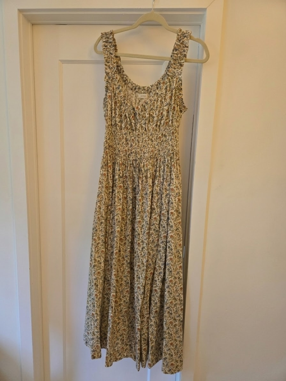 Doen Cream Floral Smocked Maxi Dress